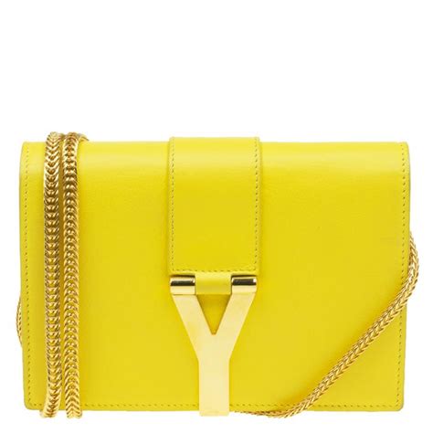 Saint Laurent Mini Y Ligne Pochette Crossbody Bag, Yellow